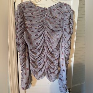 Zara ruched purple top with flowers
